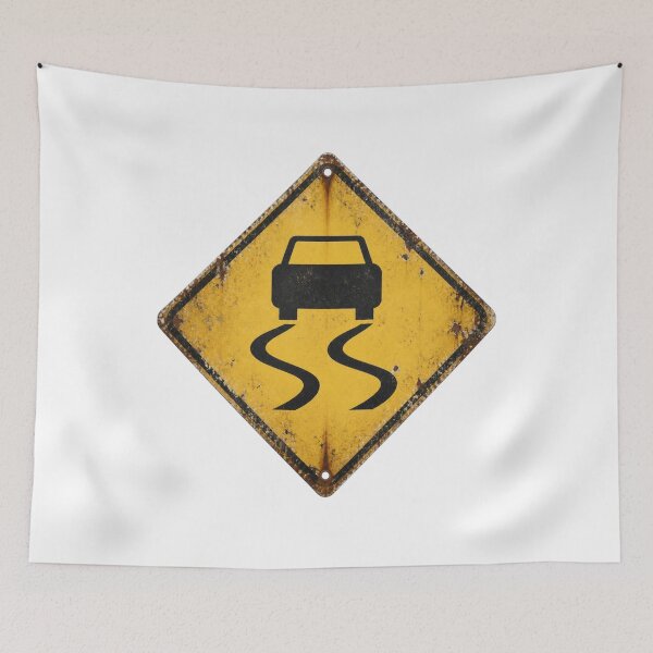 Item preview, Slippery Road Japanese Road Sign (Vintage Rusty) | Japan Warning Sign | Japanese Design designed and sold by JapanMemoir.
