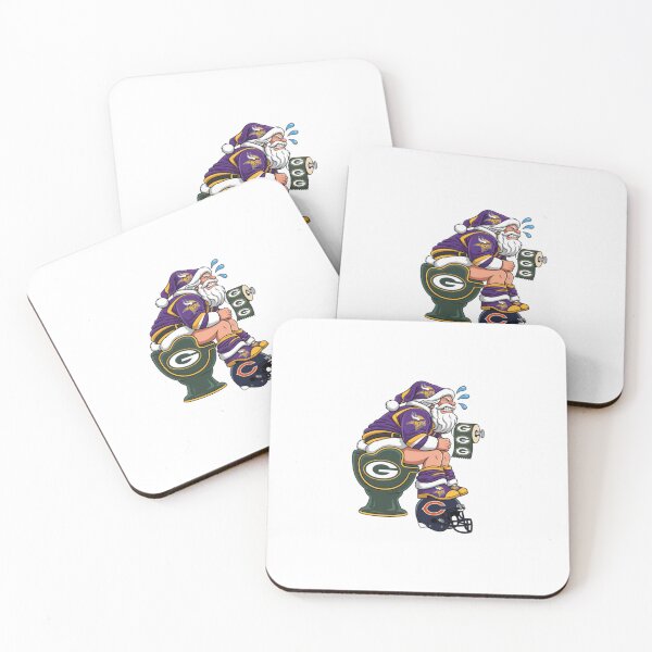 Item preview, Santa Claus Minnesota Vikings Sitting On Packers Toilet And Stepping On A Chicago Bears Helmet designed and sold by SMOOTHMARKET.
