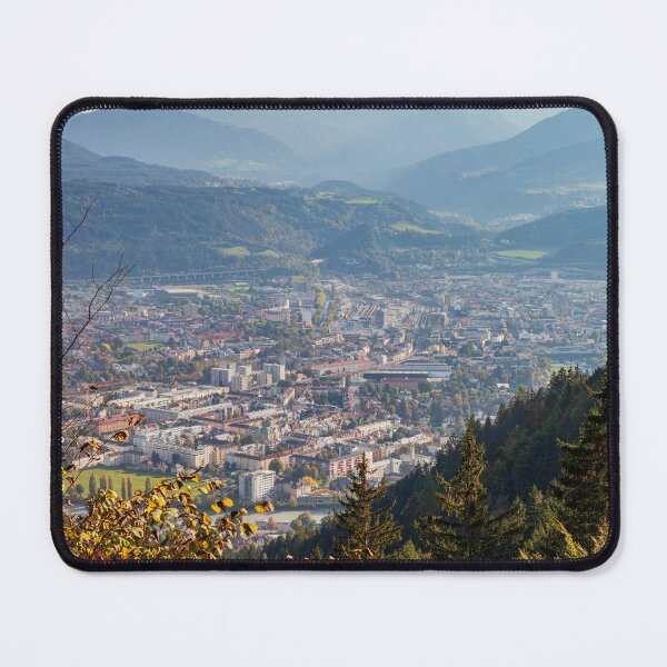 Item preview, City view with Serles mountain and forest in autumn, Innsbruck, Tyrol, Austria designed and sold by Torsten Krüger.