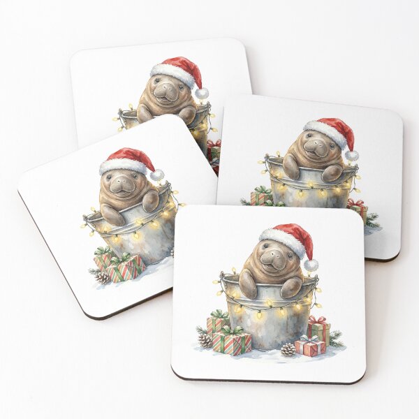 Item preview, Christmas Manatees in a Bucket Vintage Illustration designed and sold by Takeda-art.