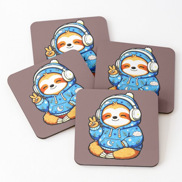 Item preview, Lazy Chill Headphones Kawaii T-Shirt Happy Calm Sloth designed and sold by AstronautMerch.