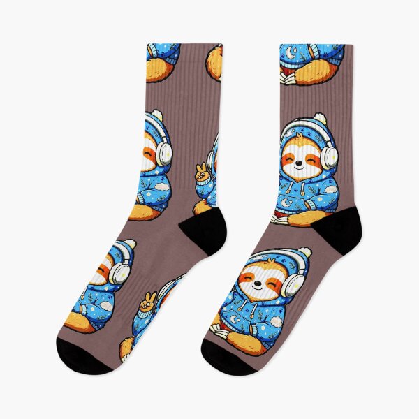Artikelvorschau, Faultier-Kopfhörer, Kawaii-T-Shirt, glückliches und ruhiges Faultier entworfen und verkauft von AstronautMerch.