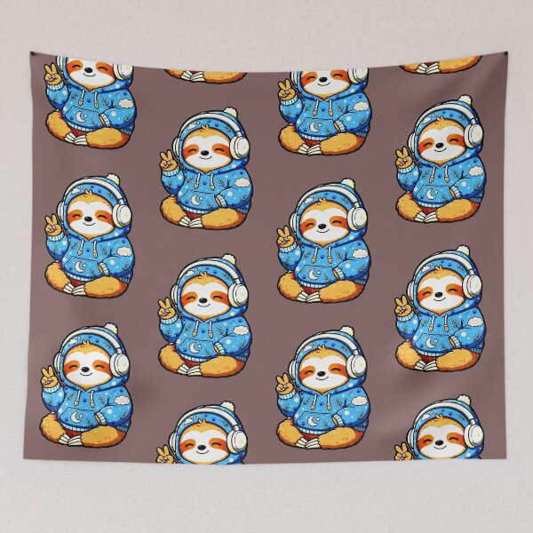 Item preview, Lazy Chill Headphones Kawaii T-Shirt Happy Calm Sloth designed and sold by AstronautMerch.