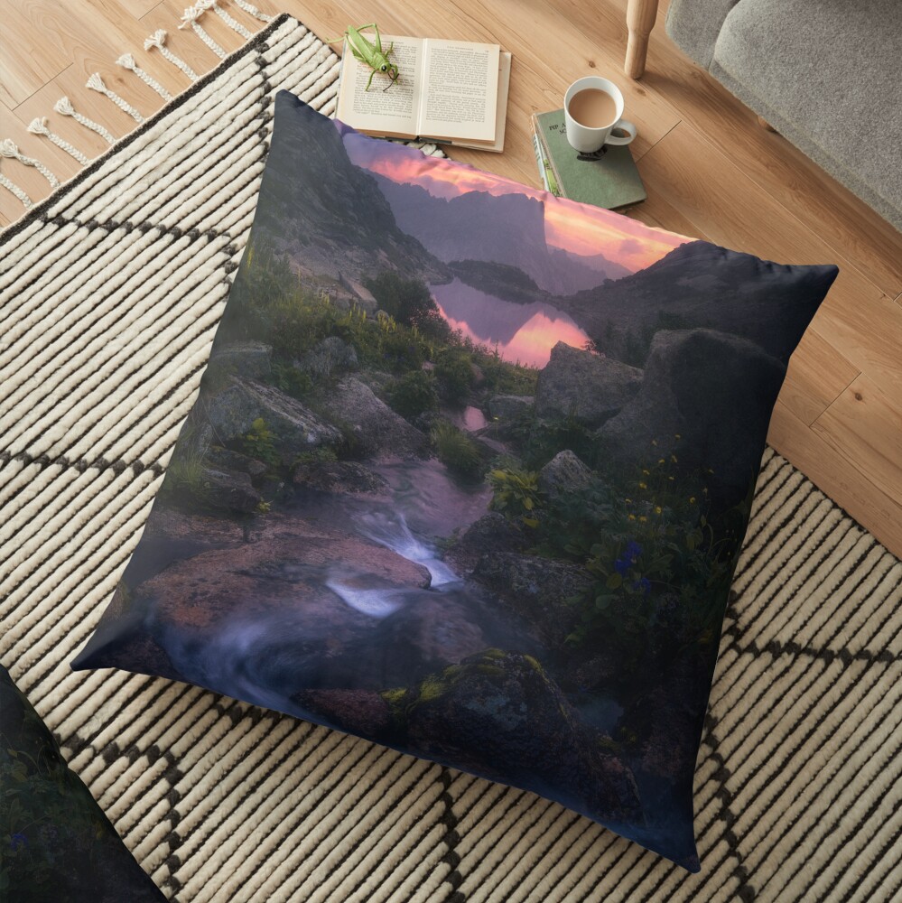 Stream of Mountain Spirits Floor Pillow