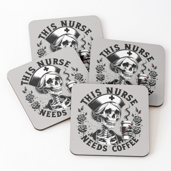 Item preview, This Nurse Needs Coffee – Gothic Skeleton Halloween designed and sold by Art-Arcade6.