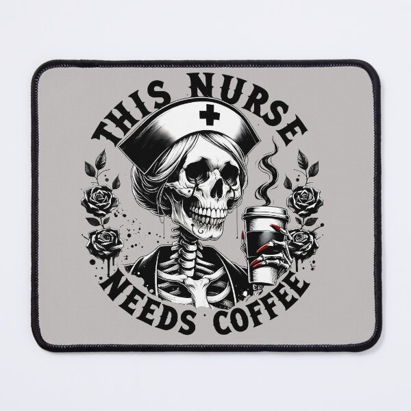 Item preview, This Nurse Needs Coffee – Gothic Skeleton Halloween designed and sold by Art-Arcade6.