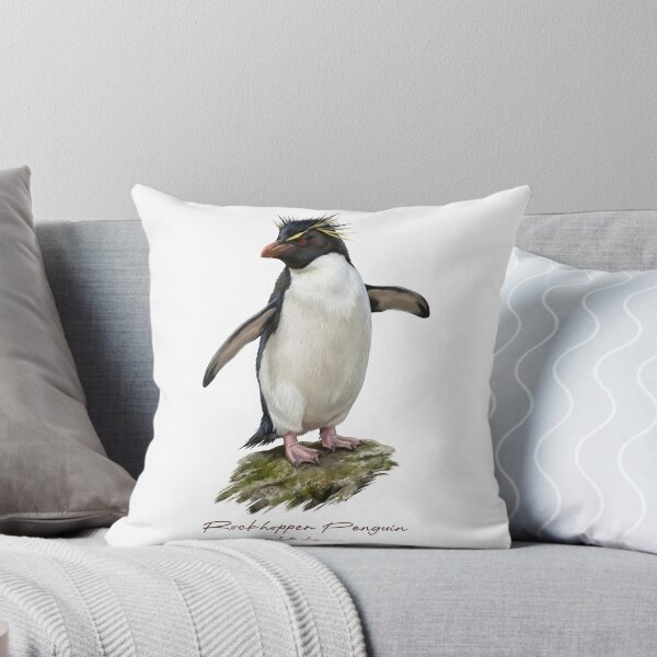 Item preview, Rockhopper Penguin on Mossy Rock Bird Illustration designed and sold by Takeda-art.