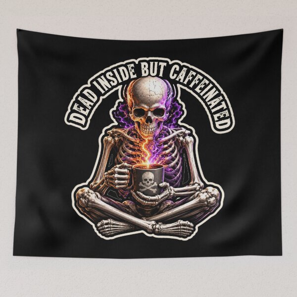 Item preview, Dead Inside But Caffeinated Funny Skeleton Coffee Halloween designed and sold by BeardWave.