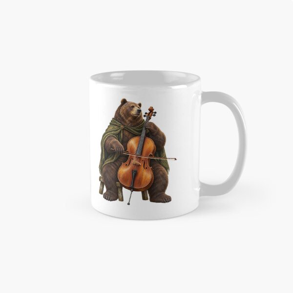 Item preview, Moss-Cloaked Bear Cellist with a Wooden Cello designed and sold by Mono.fi Studios.