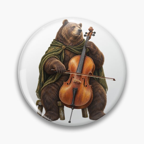 Item preview, Moss-Cloaked Bear Cellist with a Wooden Cello designed and sold by Mono.fi Studios.