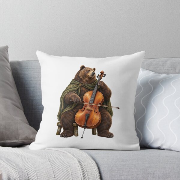 Item preview, Moss-Cloaked Bear Cellist with a Wooden Cello designed and sold by Mono.fi Studios.