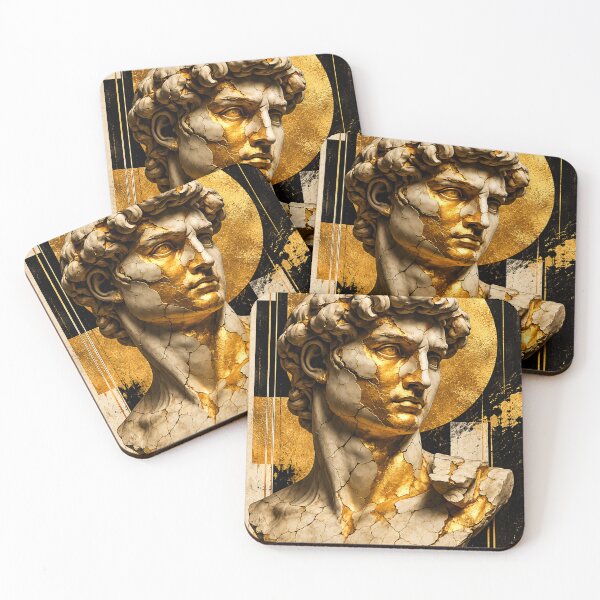 Item preview, Gilded Marble Bust with Cracked Gold Details designed and sold by AbstractAuraArt.