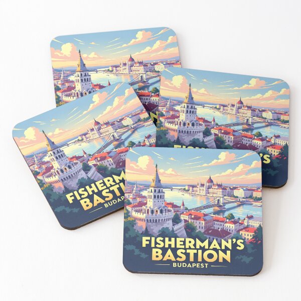 Item preview, Fisherman’s Bastion Budapest – Vintage Riverside Travel Poster designed and sold by LSVart.