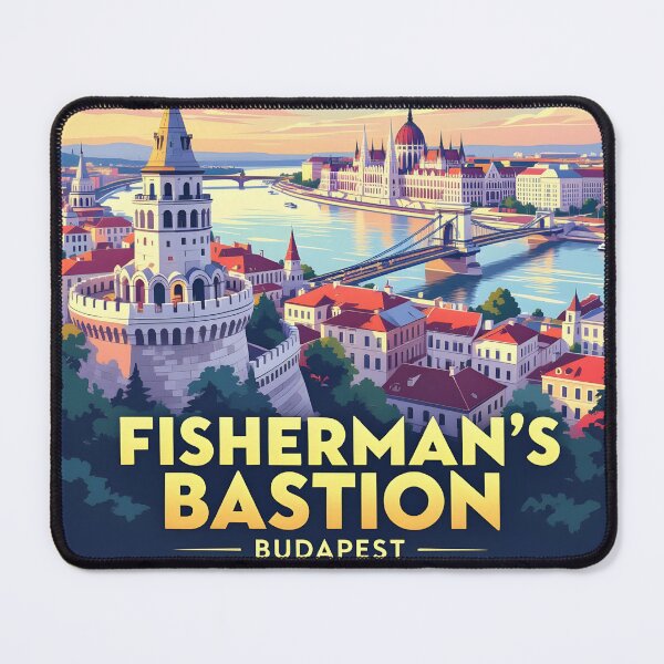 Item preview, Fisherman’s Bastion Budapest – Vintage Riverside Travel Poster designed and sold by LSVart.