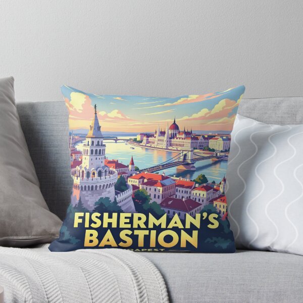 Item preview, Fisherman’s Bastion Budapest – Vintage Riverside Travel Poster designed and sold by LSVart.