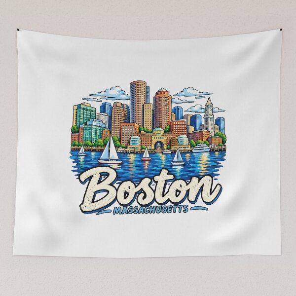 Item preview, Hand Drawn Boston Massachusetts Travel Souvenir Landmark Gift designed and sold by MichaeIRellov.