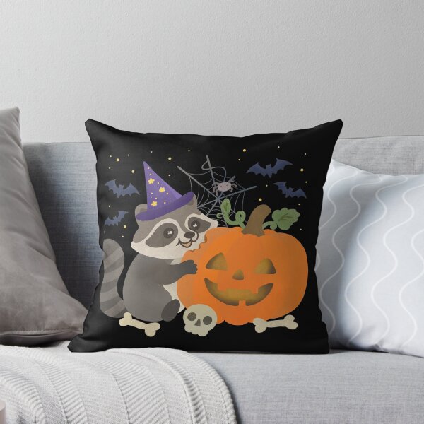 Item preview, Raccoon eating Pumpkin Halloween Illustration  designed and sold by FandomizedRose.