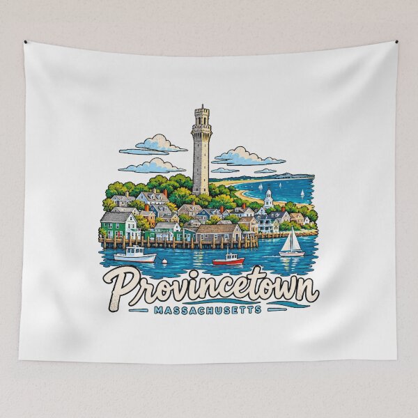 Item preview, Hand Drawn Provincetown Massachusetts Travel Souvenir Landmark Gift designed and sold by MichaeIRellov.