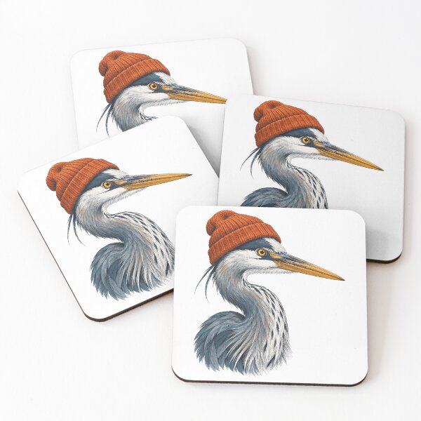 Item preview, Vintage Retro Great Blue Heron with Beanie Birwatching designed and sold by gordonbwyashop.