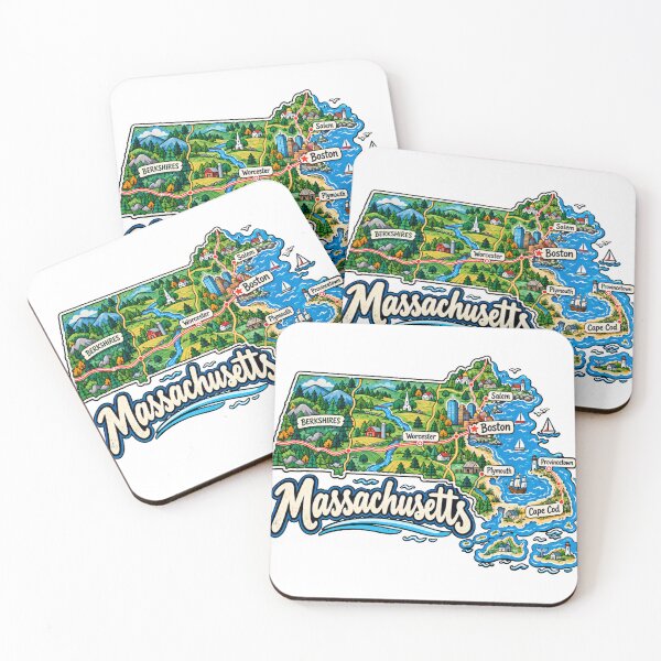 Item preview, Hand Drawn Massachusetts Travel Souvenir Landmark Gift designed and sold by MichaeIRellov.