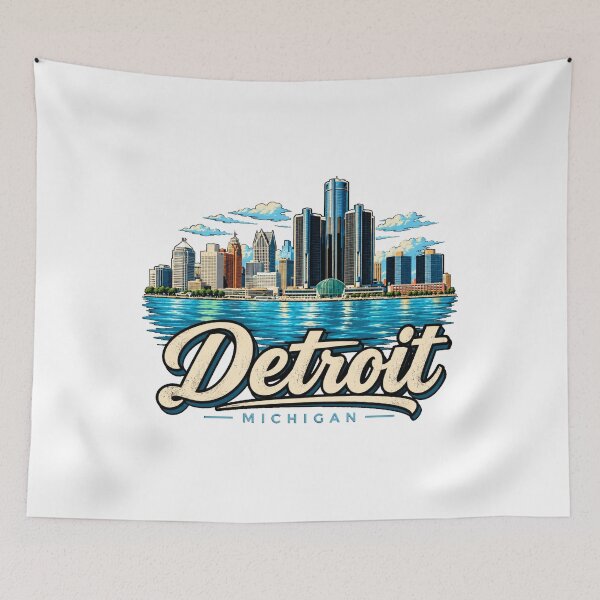 Item preview, Vintage Detroit Michigan Travel Souvenir Landmark Gift designed and sold by MichaeIRellov.