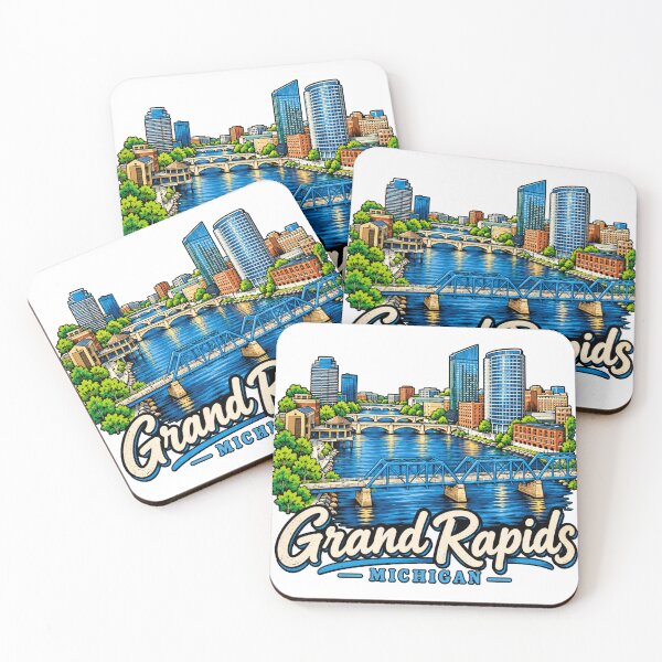 Item preview, Hand Drawn Grand Rapids Michigan Travel Souvenir Landmark Gift designed and sold by MichaeIRellov.