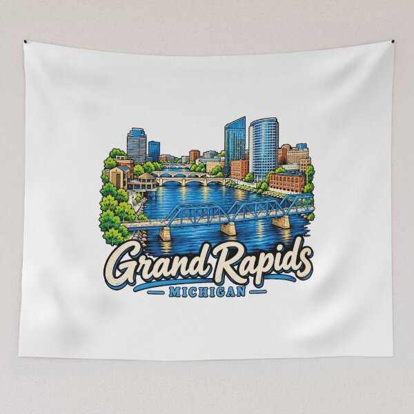 Item preview, Hand Drawn Grand Rapids Michigan Travel Souvenir Landmark Gift designed and sold by MichaeIRellov.