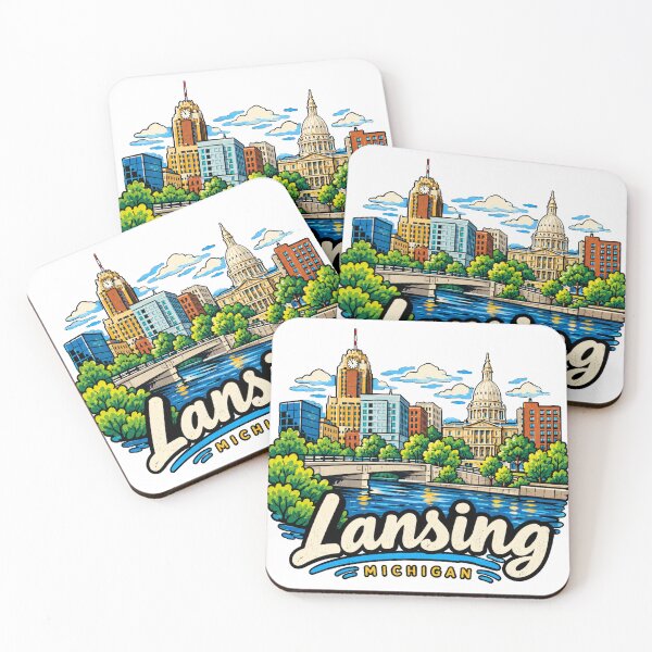 Item preview, Hand Drawn Lansing Michigan Travel Souvenir Landmark Gift designed and sold by MichaeIRellov.