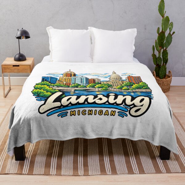 Item preview, Hand Drawn Lansing Michigan Travel Souvenir Landmark Gift designed and sold by MichaeIRellov.