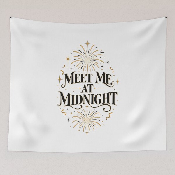 Item preview, Meet Me At Midnight New Years Eve Fireworks Gold Typography Art designed and sold by Alaakadry800.