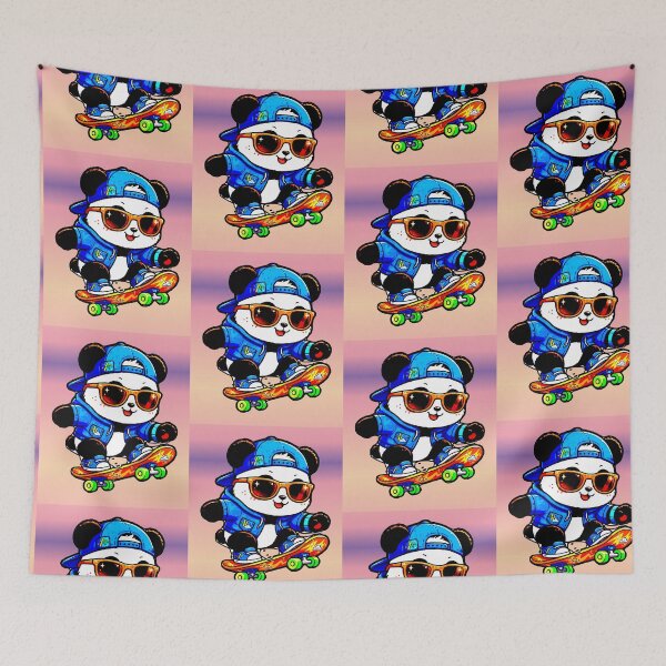 Item preview, Panda Skater Kawaii Funny Happy Panda Skateboarding T-Shirt designed and sold by AstronautMerch.