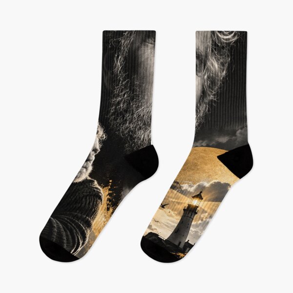 Item preview, Cinematic Lighthouse Portrait in Black and Gold designed and sold by AbstractAuraArt.