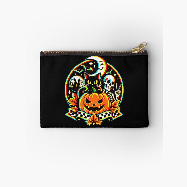 Item preview, Cute Spooky Black Cat Jack O Lantern Skeleton Moon designed and sold by GiaoCalonas.
