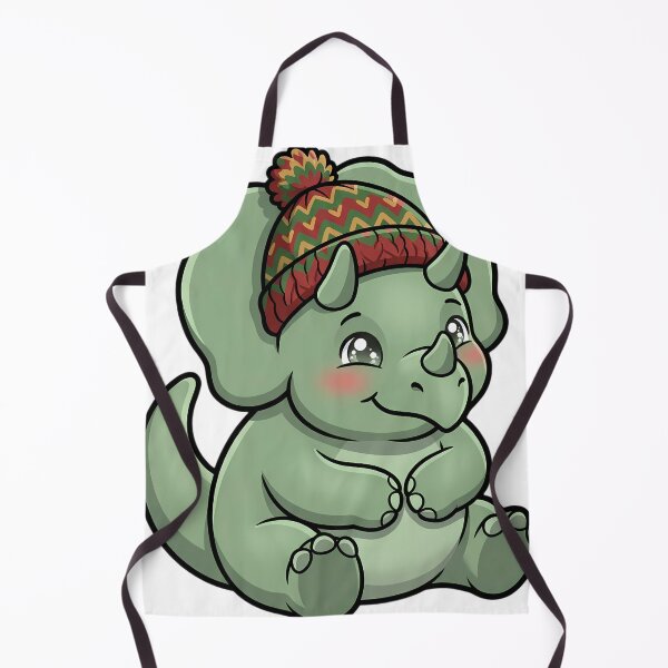 Item preview, Cute Christmas Triceratops in a Knitted Bobble Hat designed and sold by pumsquare.