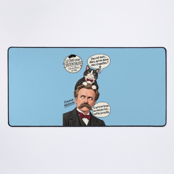 Item preview, Nietzsche and the Cat: Le Chat-peau Existentialiste – Funny Philosophy Cat Poster designed and sold by SammyMorry.