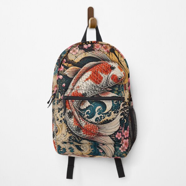 Item preview, Japanese Koi Fish Tattoo Art - Cherry Blossom Waves designed and sold by GrinGalore.