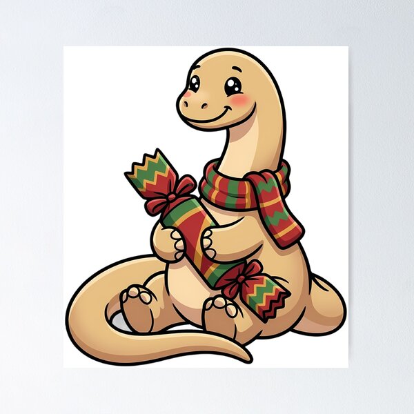 Item preview, Cute Christmas Diplodocus Holding a Christmas Cracker designed and sold by pumsquare.