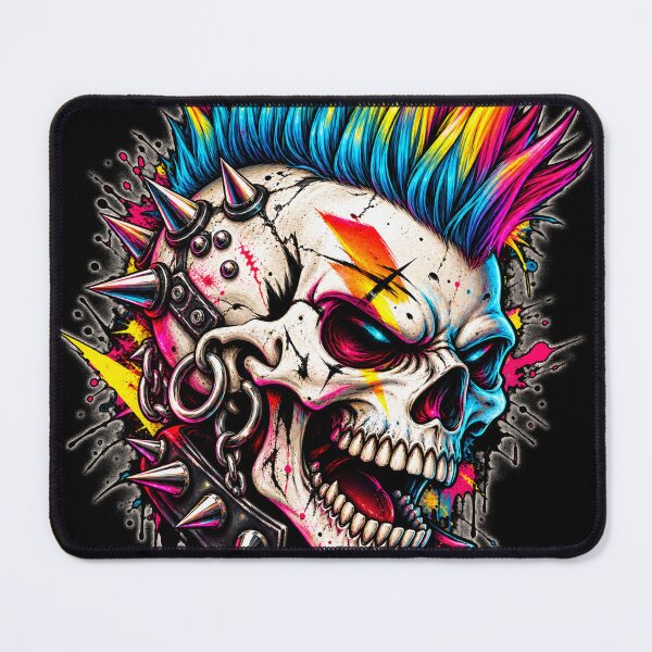 Item preview, Punk Rock Skull Rainbow Mohawk Art designed and sold by THAT-ONE-TEE.