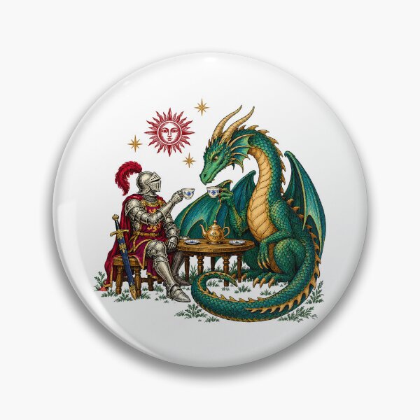 Item preview, Medieval Knight and Dragon Tea Time Fantasy designed and sold by gordonbwyashop.