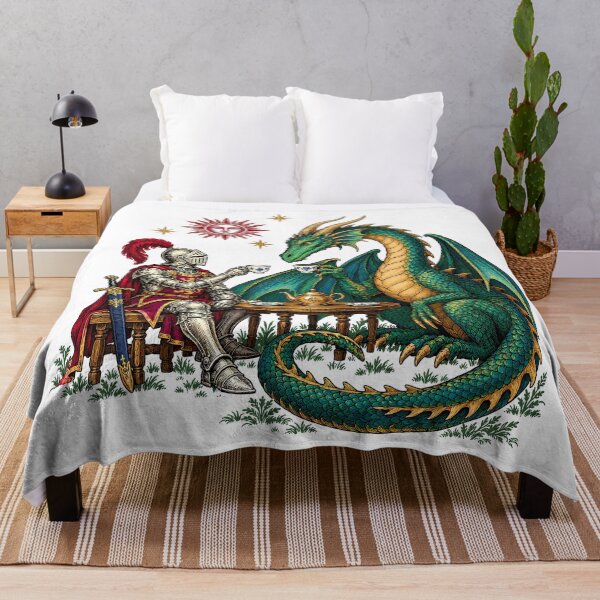 Item preview, Medieval Knight and Dragon Tea Time Fantasy designed and sold by gordonbwyashop.