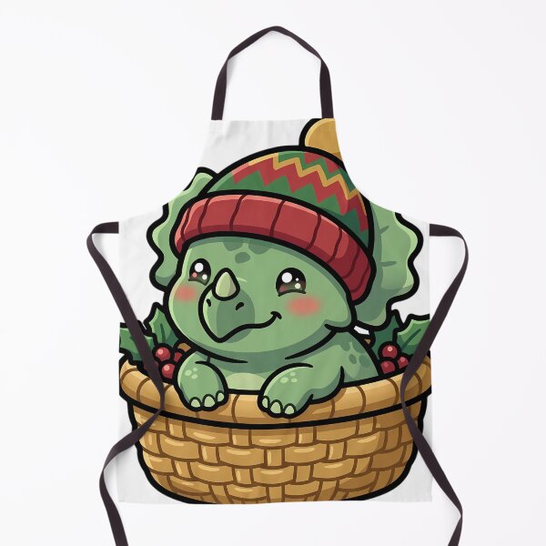 Item preview, Cute Christmas Protoceratops Sitting in a Woven Basket designed and sold by pumsquare.