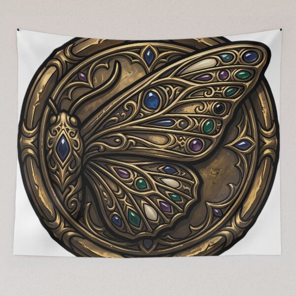 Item preview, Moth Wing Medallion Emblem - Gothic Entomology Dark Academia Art designed and sold by IllumeInk.