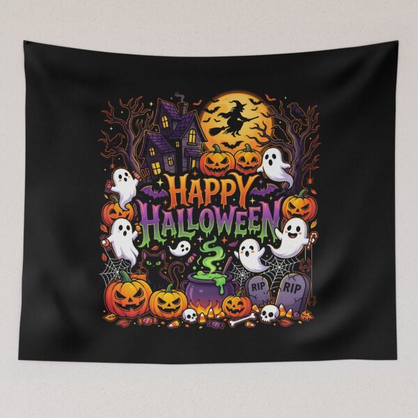 Item preview, Happy Halloween Spooky Pumpkin House Ghost Witch designed and sold by Heropkiwe.
