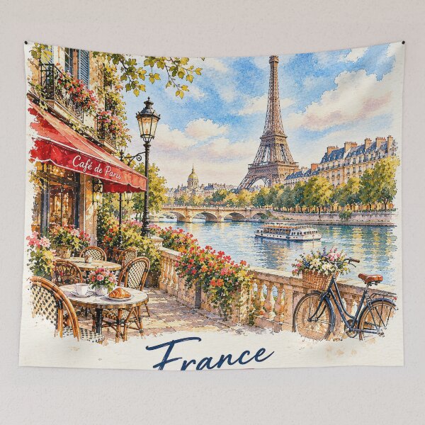 Item preview, France Watercolor Paris – Eiffel Tower & Seine River designed and sold by TeikunShop.