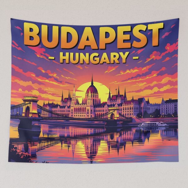 Item preview, Budapest Hungary – Vintage Parliament Sunset Travel Poster designed and sold by LSVart.