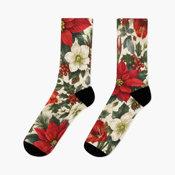 Item preview, Classic Christmas Poinsettia and Floral Design designed and sold by Sybille-Yates.