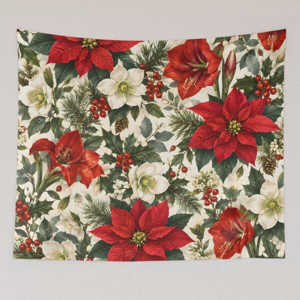 Item preview, Classic Christmas Poinsettia and Floral Design designed and sold by Sybille-Yates.