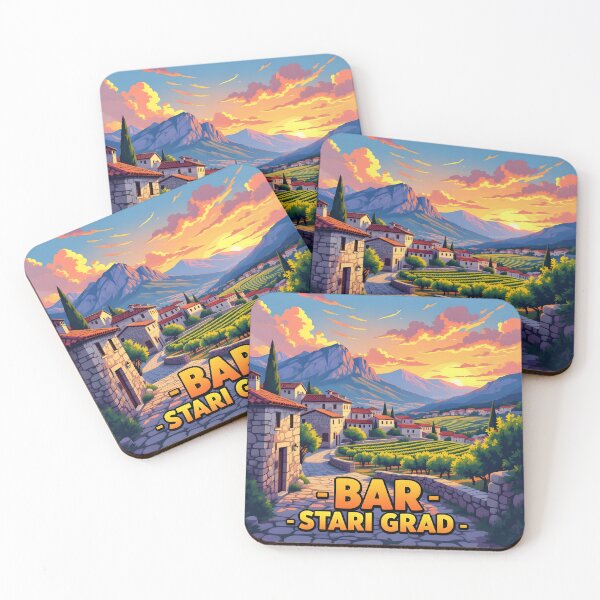 Item preview, Bar Old Town Montenegro – Vintage Mountain Village Travel Poster designed and sold by LSVart.
