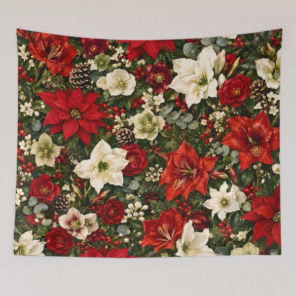 Item preview, Classic Christmas Poinsettia and Floral Design designed and sold by Sybille-Yates.