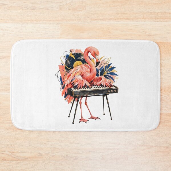 Item preview, Flamingo Keyboardist in a Colorful Jazz Collage designed and sold by Mono.fi Studios.